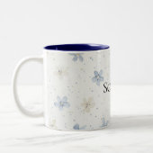 Hübsche blaue Blumen Zweifarbige Tasse (Links)