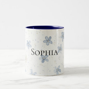 Hübsche blaue Blumen Zweifarbige Tasse