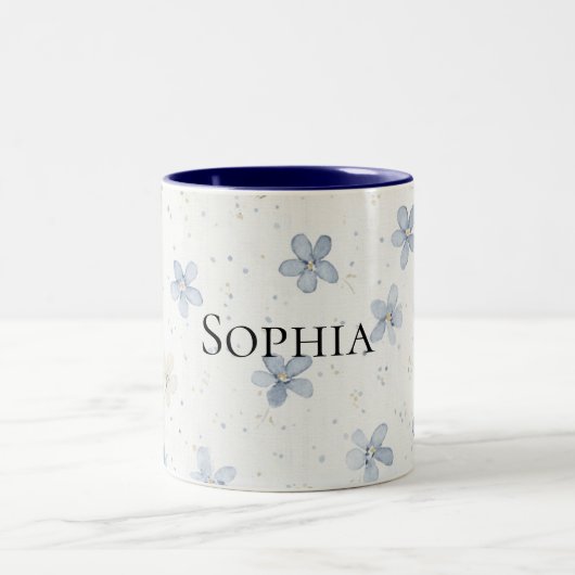 Hübsche blaue Blumen Zweifarbige Tasse (Mittel)