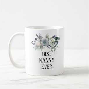 Hübsche blaue Blumenmuster beste Nanny ever Kaffeetasse