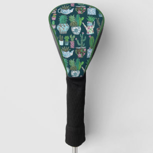 Hübsche blaue Blumenvasen mit Kaktus-Sukkulenten-M Golf Headcover
