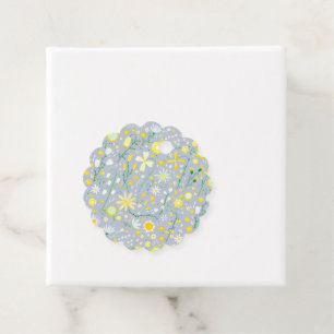 Hübsche blaue botanische Wildblumen-Blumenmuster Geschenkanhänger