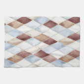 Hübsche Blaue Creme Beige Braun Diamanten Geschirrtuch (Horizontal)