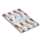 Hübsche Blaue Creme Beige Braun Diamanten Notizblock (Rechte Seite)
