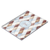 Hübsche Blaue Creme Beige Braun Diamanten Notizblock (Linke Seite)