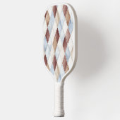 Hübsche Blaue Creme Beige Braun Diamanten Pickleball Schläger (Links)