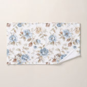 Hübsche Blaue Creme Beige Braune Blumen Badhandtuch Set (Handtuch)