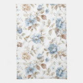 Hübsche Blaue Creme Beige Braune Blumen Geschirrtuch (Vertikal)