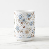 Hübsche Blaue Creme Beige Braune Blumen Kaffeetasse (Mittel)