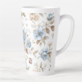Hübsche Blaue Creme Beige Braune Blumen Milchtasse (Rechts)