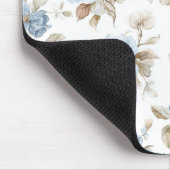 Hübsche Blaue Creme Beige Braune Blumen Mousepad (Ecke)