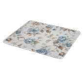 Hübsche Blaue Creme Beige Braune Blumen Schneidebrett (Ecke)