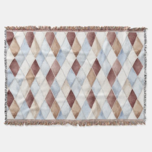 Hübsche Blaue Creme Beige Braune Diamanten Decke (Vorderseite)
