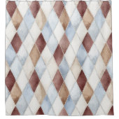 Hübsche Blaue Creme Beige Braune Diamanten Duschvorhang (Vorderseite)