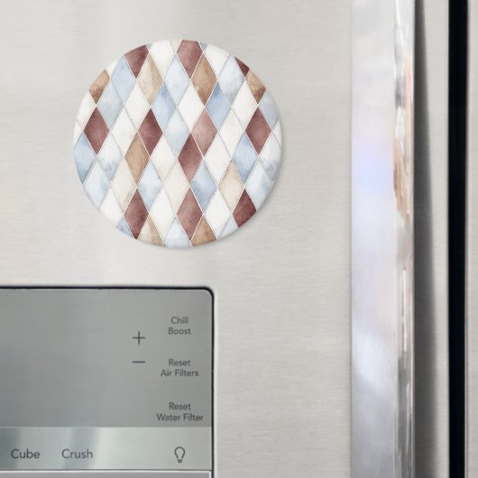 Hübsche Blaue Creme Beige Braune Diamanten Magnet (In Situ (Kühlschrank))