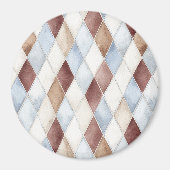 Hübsche Blaue Creme Beige Braune Diamanten Magnet (Vorne)