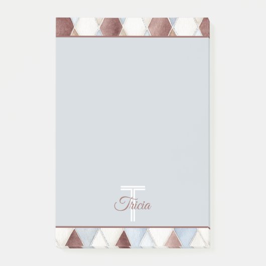 Hübsche Blaue Creme Beige Braune Diamanten   Post-it Klebezettel (Vorderseite)