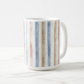 Hübsche Blaue Creme Beige Streifen Kaffeetasse (VorderseiteRechts)