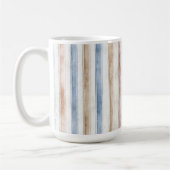 Hübsche Blaue Creme Beige Streifen Kaffeetasse (Links)