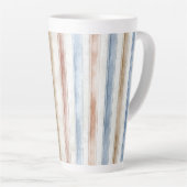 Hübsche Blaue Creme Beige Streifen Milchtasse (Rechte Ecke)