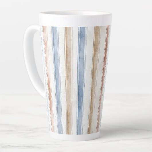 Hübsche Blaue Creme Beige Streifen Milchtasse (Linke Ecke)