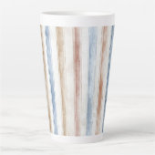 Hübsche Blaue Creme Beige Streifen Milchtasse (Vorderseite)