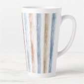 Hübsche Blaue Creme Beige Streifen Milchtasse (Rechts)