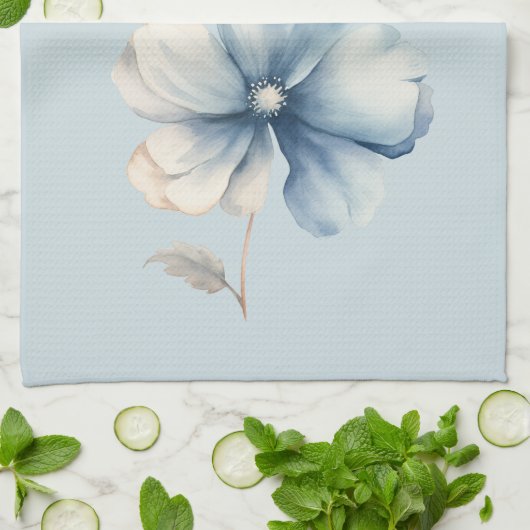 Hübsche blaue Creme-Blume Geschirrtuch (Gefaltet)