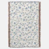 Hübsche Blaue Creme Blumen Decke (Vorderseite Vertikal)