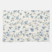 Hübsche Blaue Creme Blumen Geschirrtuch (Horizontal)