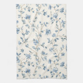 Hübsche Blaue Creme Blumen Geschirrtuch (Vertikal)