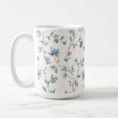 Hübsche Blaue Creme Blumen Kaffeetasse (Links)