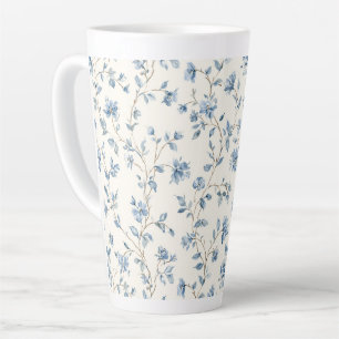Hübsche Blaue Creme Blumen Milchtasse