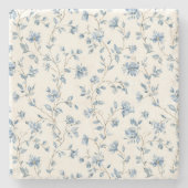 Hübsche Blaue Creme Blumen Steinuntersetzer (Vorderseite)
