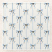 Hübsche blaue Creme-Schleifen Glasuntersetzer (Vorderseite)