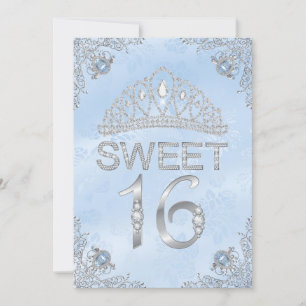 Hübsche blaue Diamant-Tiara Sweet 16 Einladung