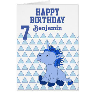 Hübsche blaue Einhorn-Dreieck-Muster-Geburtstagska