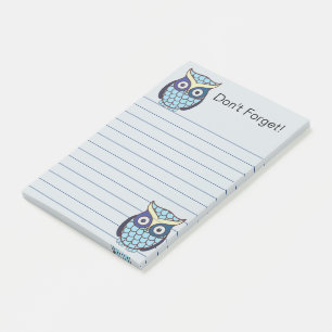 Hübsche blaue Eule liniert Post-it Klebezettel