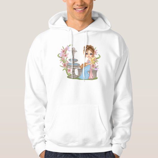 Hübsche blaue Fee Pixel Art Hoodie (Vorderseite)