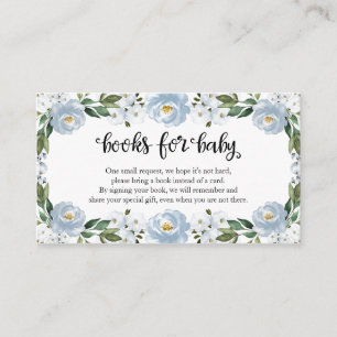 Hübsche blaue florale Baby Shower Bücher für Baby Begleitkarte