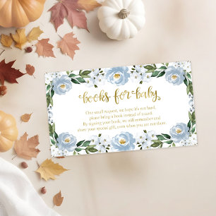 Hübsche blaue florale Babyshower-Bücher für Baby Begleitkarte