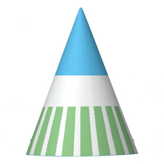 Hübsche blaue, grüne Streifen auf weißem Himmel Partyhütchen (Vorderseite)