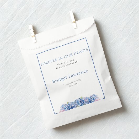 Hübsche Blaue Hortensien Trauersaatgutpackung Geschenktütchen