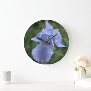 Hübsche blaue Iris-Blumenwand-Uhr Große Wanduhr