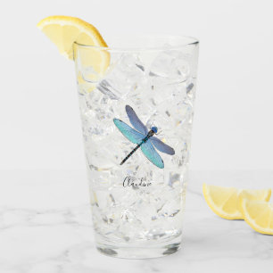 Hübsche Blaue Libelle Trinken Bier Pint Gläser