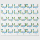 Hübsche blaue Livebirts mit Schmetterlingen Schmet Geschenkpapier (Flach)