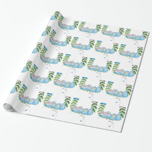 Hübsche blaue Livebirts mit Schmetterlingen Schmet Geschenkpapier