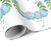 Hübsche blaue Livebirts mit Schmetterlingen Schmet Geschenkpapier (Rolleneckpunkt)