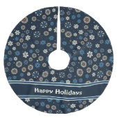 Hübsche blaue Orangenweiße Skandinavische Schneefl Polyester Weihnachtsbaumdecke (Vorderseite)