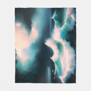 Hübsche blaue Ozeanwellen-Malerei Fleecedecke